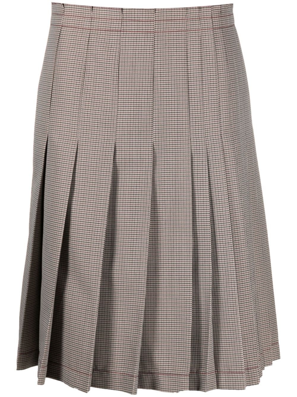 check-print pleated midi skirt - 1