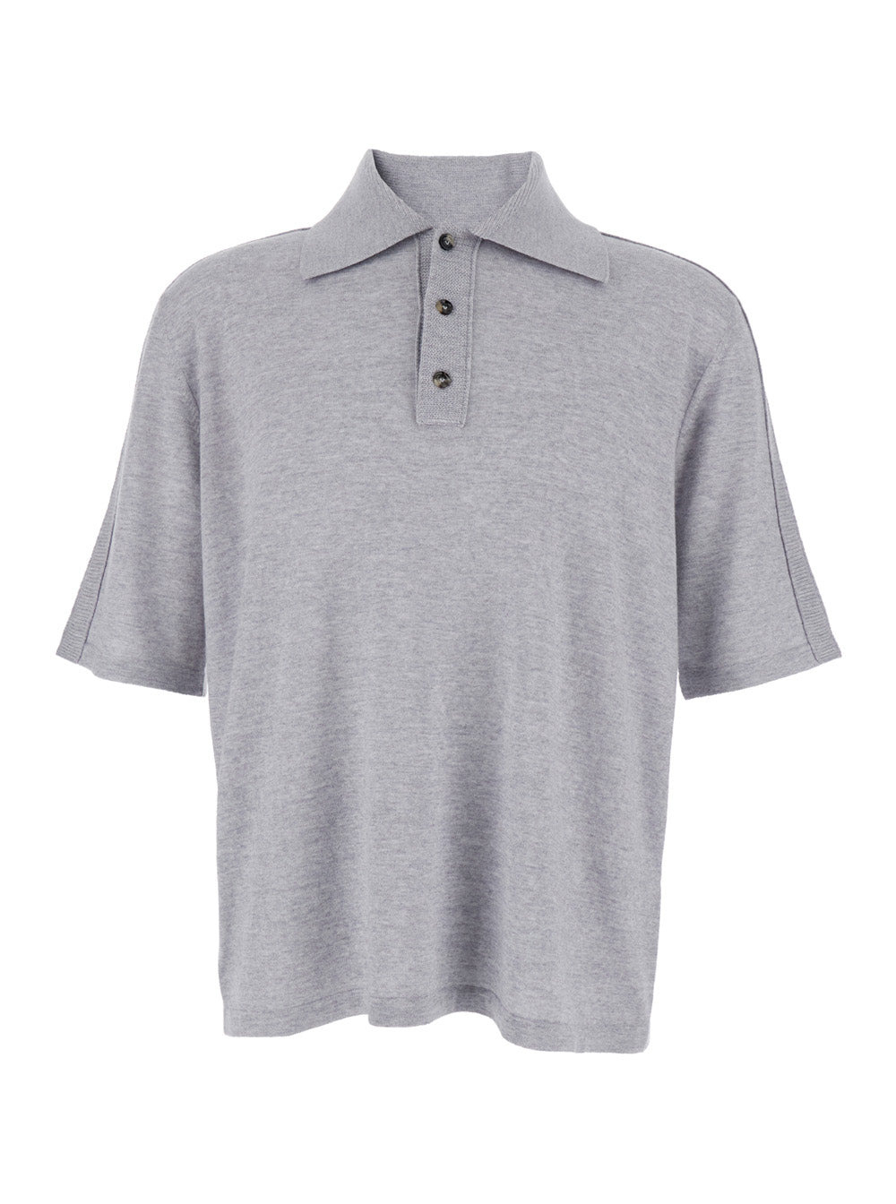 Bottega Veneta Men Grey Polo Shirt With Classic Collar And Front Button Closure In Wool Man - 1