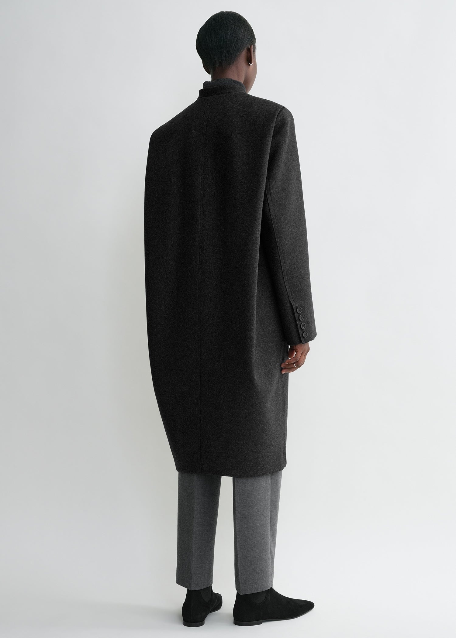 Deep pleat coat charcoal melange - 4