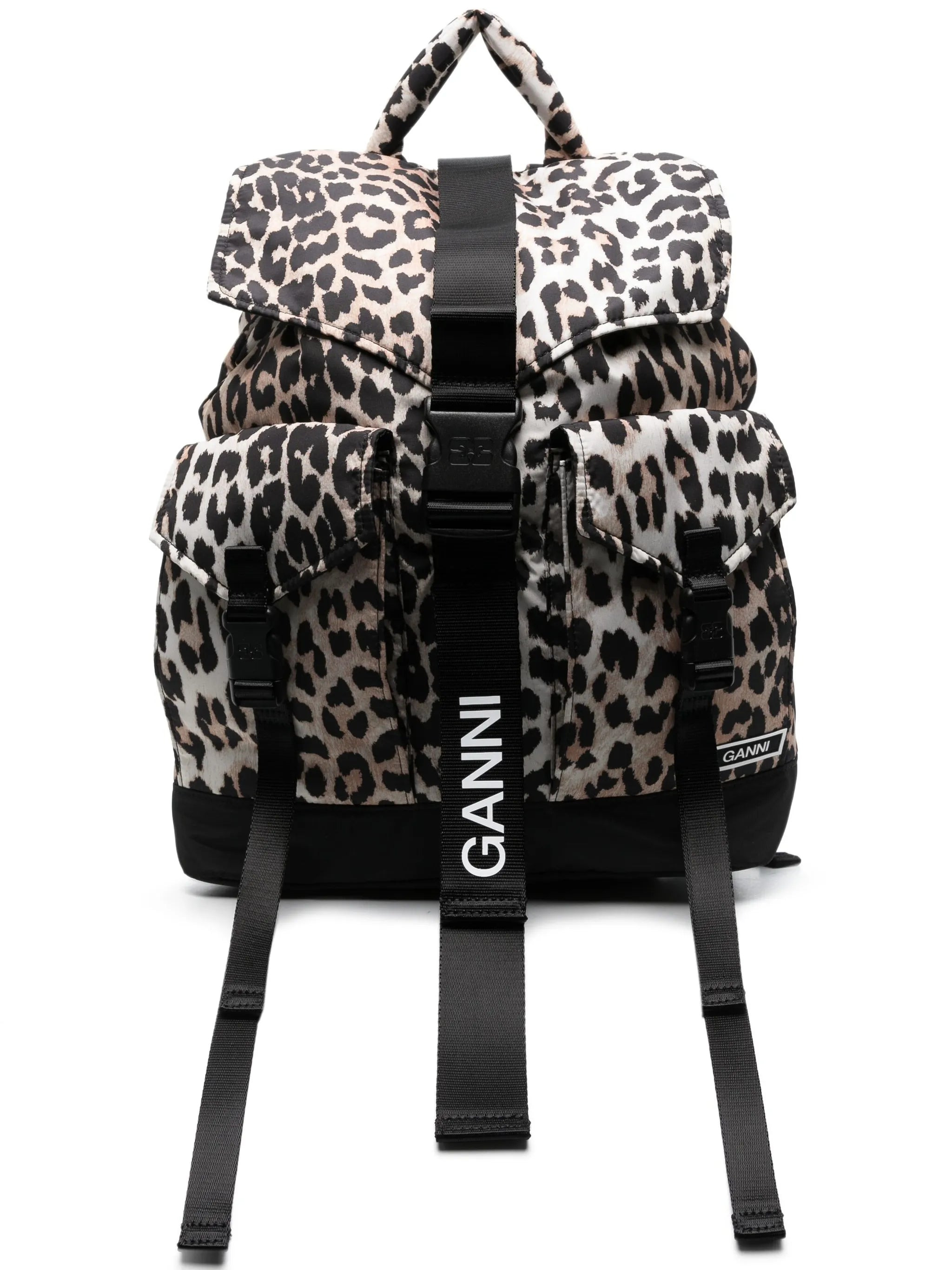leopard-print buckled backpack - 1