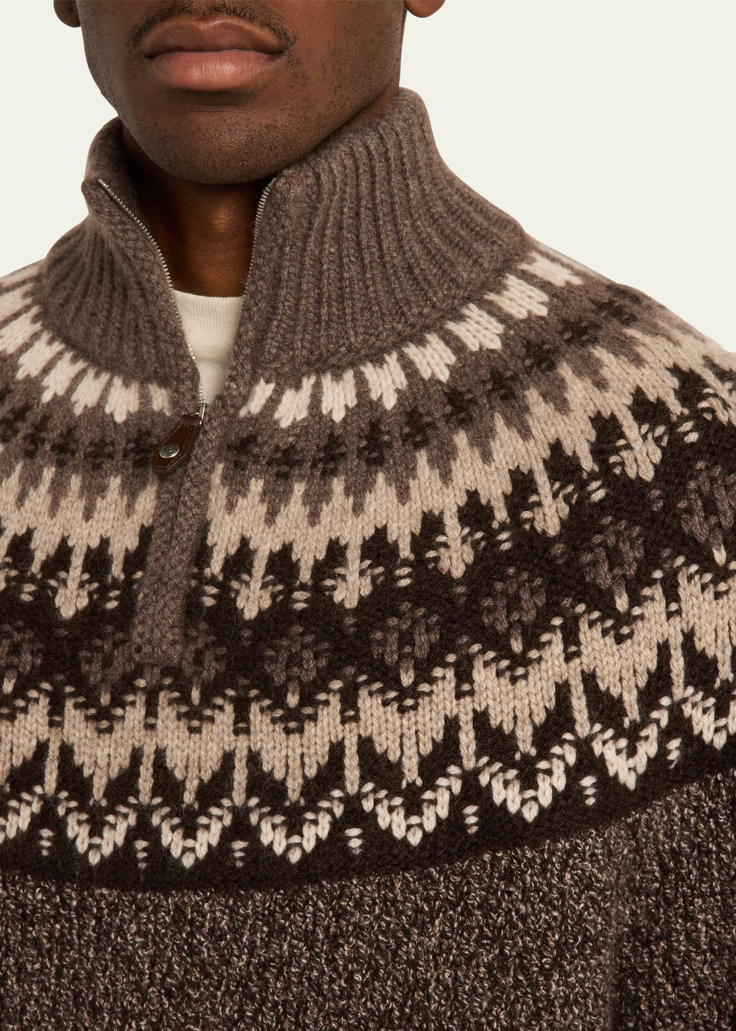 Men's Alpe Pile Cashmere and Silk Quarter-Zip Sweater - 5