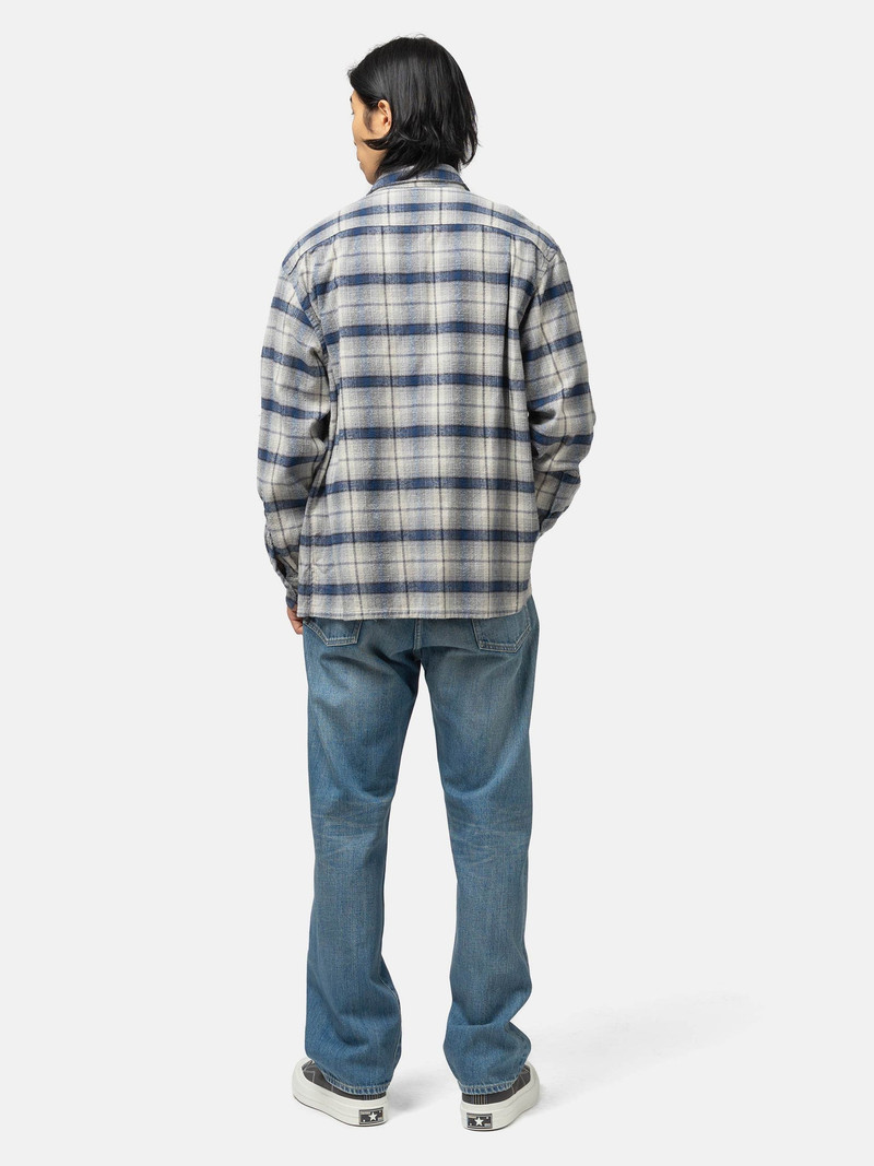 Vintage Cotton Silk Nep Twill Check Shirt Navy 3
