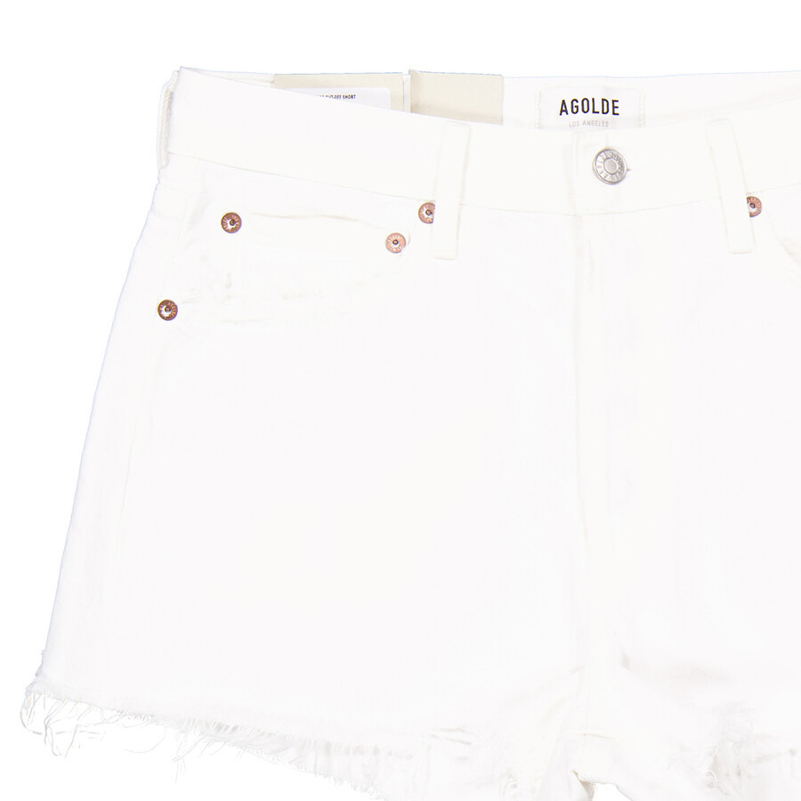 Agolde Ladies Parker Dough Cut Off Denim Shorts - 5