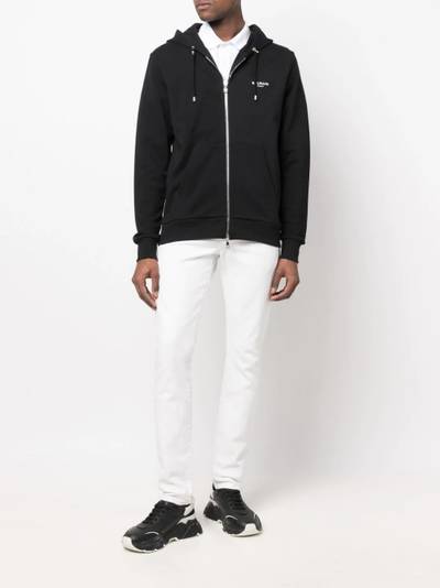 Balmain logo zipped drawstring hoodie outlook