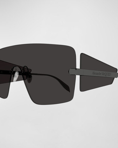 Alexander McQueen Men's Oversized Metal Shield Sunglasses outlook