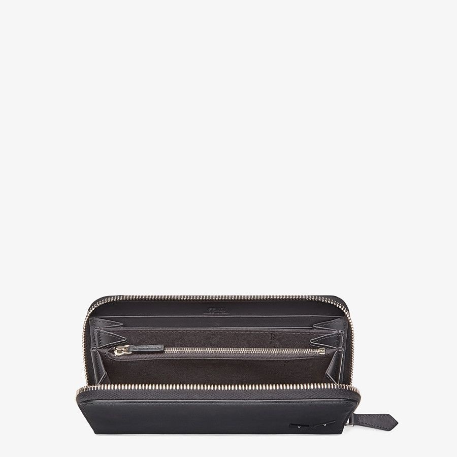 Smooth black leather zip-around wallet - 3