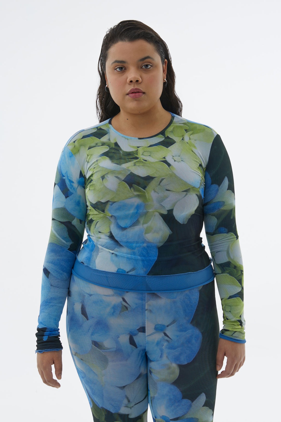 TULLE LONGSLEEVED TOP WITH FLOWER PRINT - 1