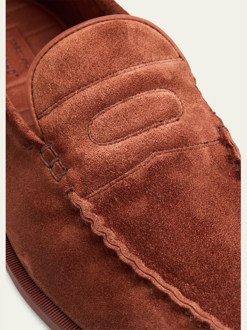 John Lobb Men's Pace Suede Penny Loafers outlook