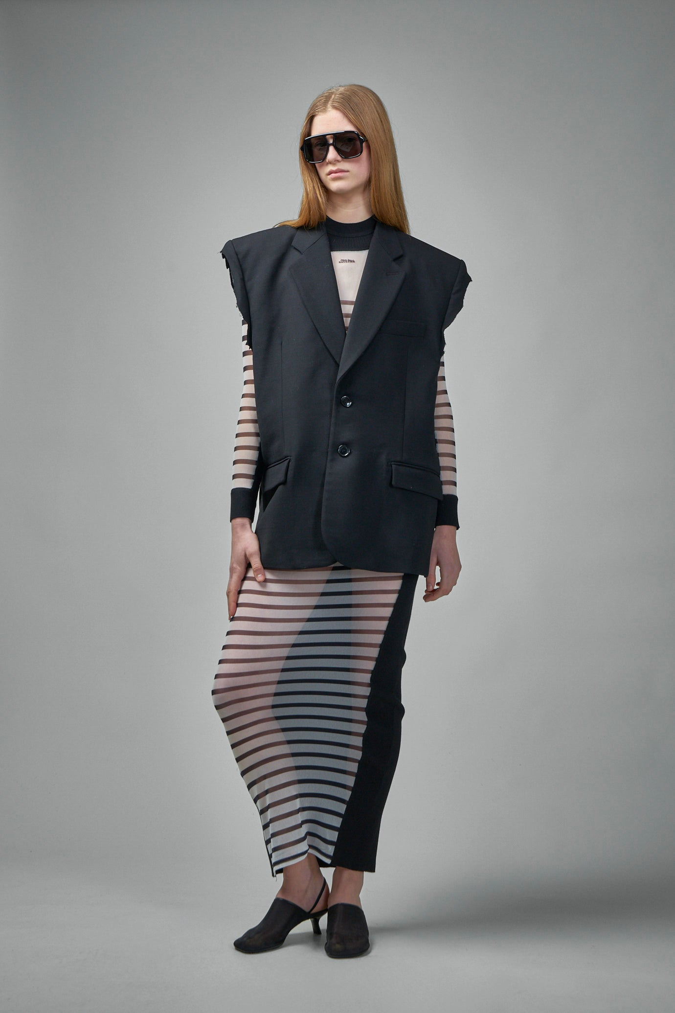 The Long Bi-Material Marinière Dress - 2