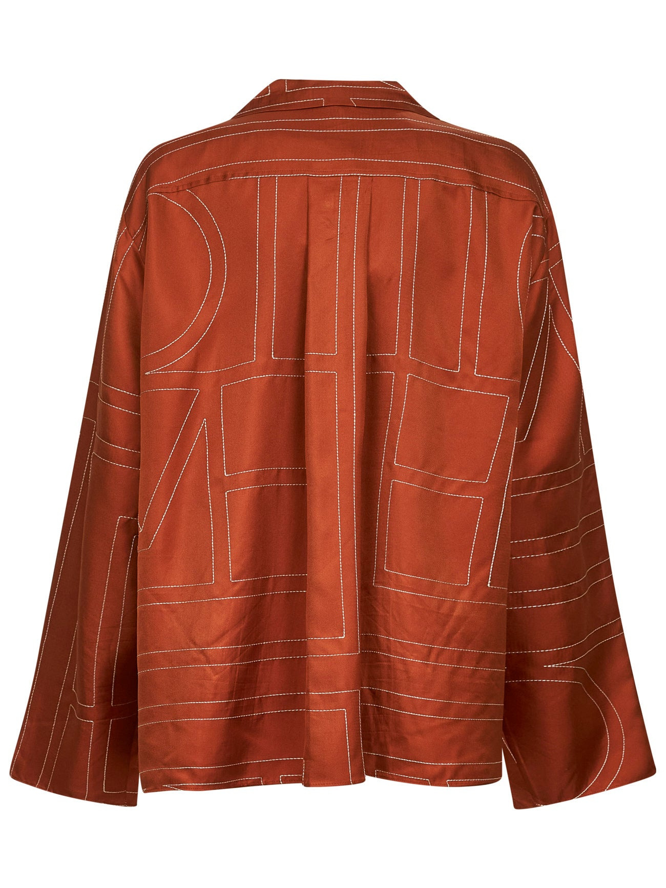 Orange silk twill Monogram pajama shirt - 3