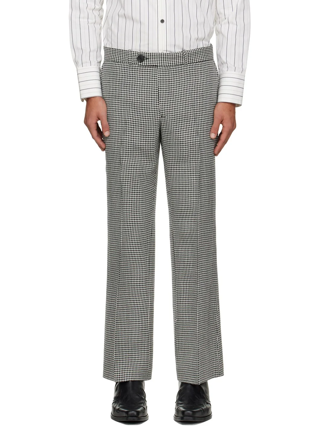 Black & White Loose Fit Flare Trousers - 1