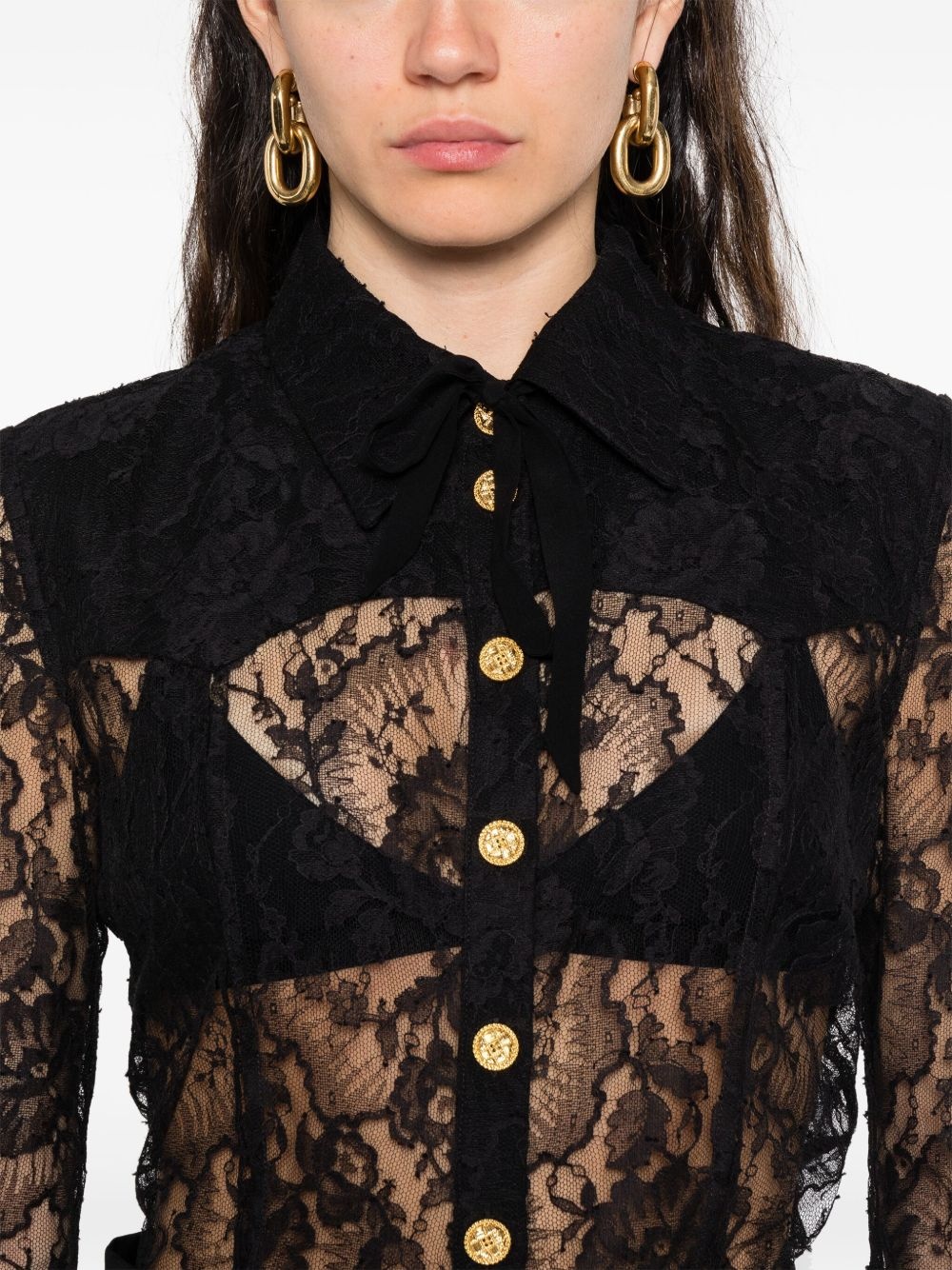 embroidered-lace shirt - 5