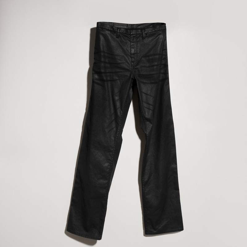 Coated cotton twill denim pants with Web - 1