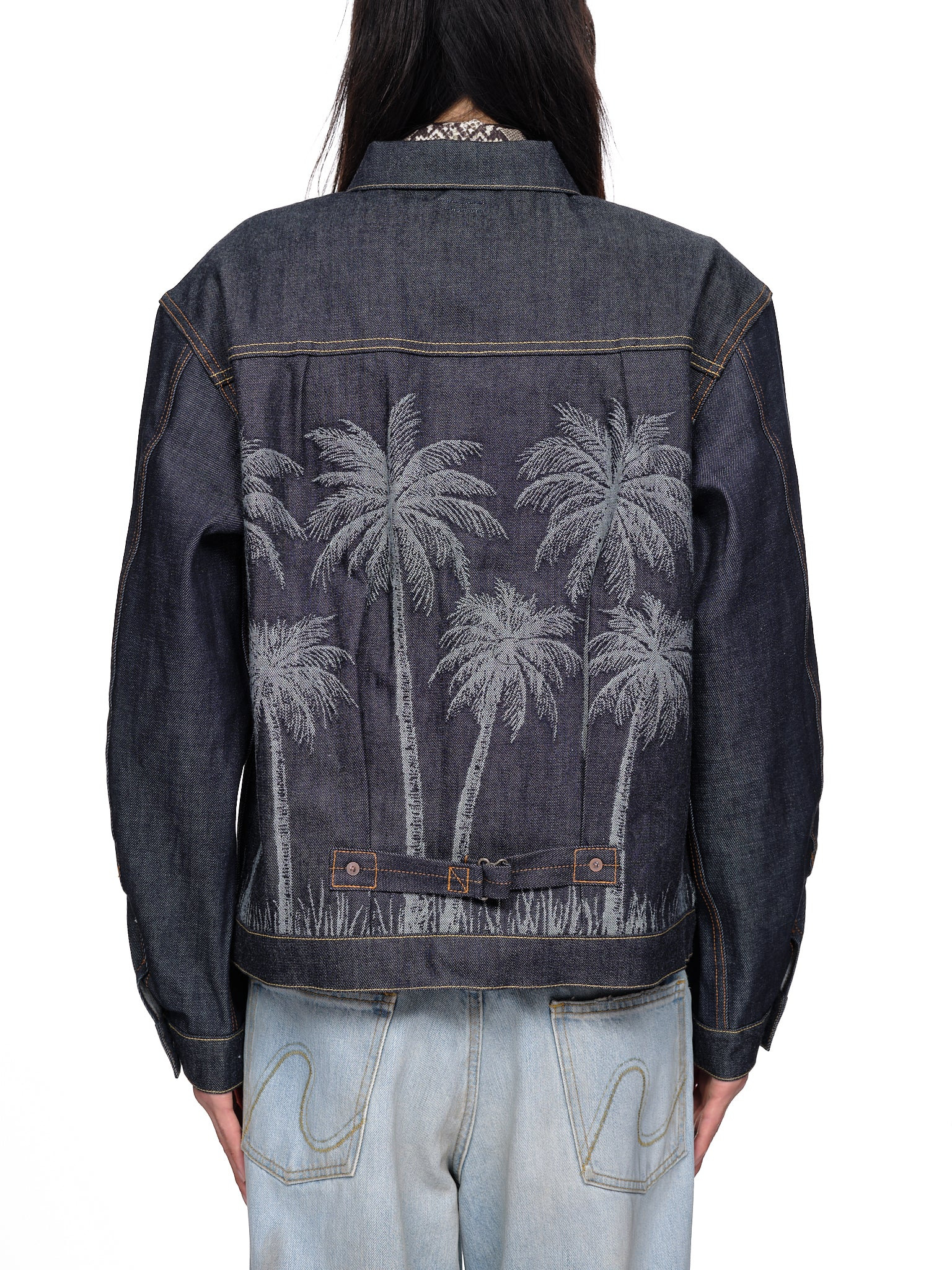 Palm Tree Jacquard Denim Jacket - 3