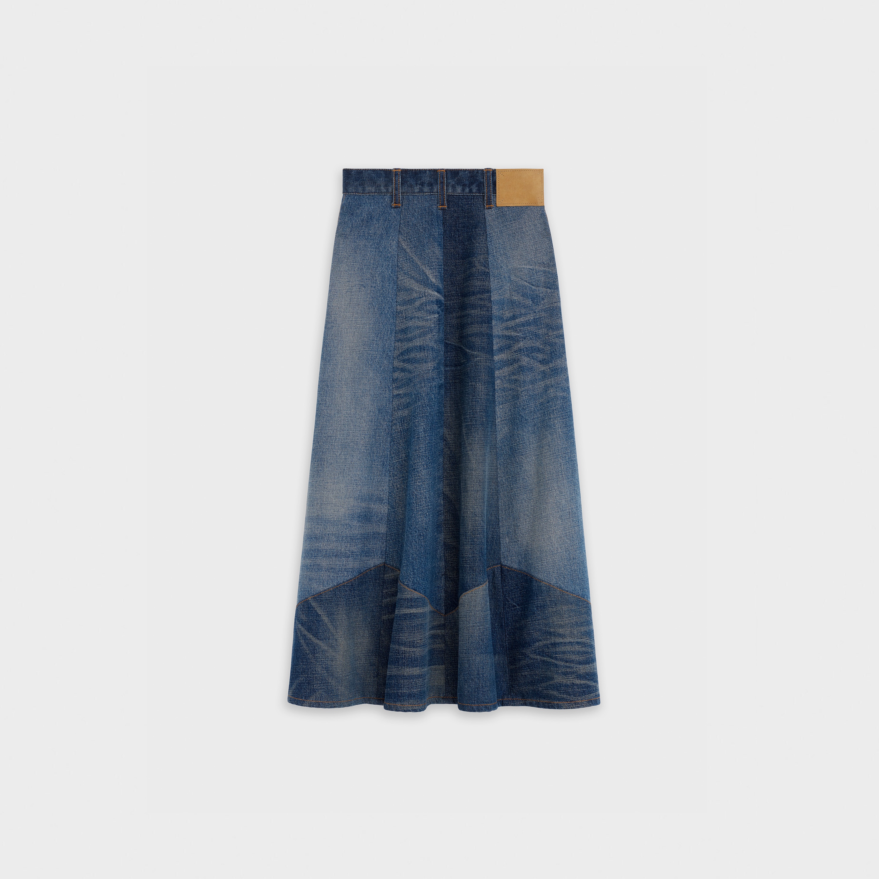 MIDI SKIRT WITH PATHWORK IN DENIM - 2