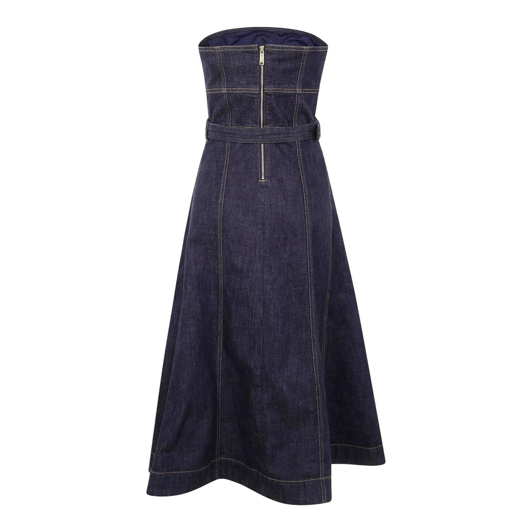 Indigo Denim Bandeau Midi Dress - 2