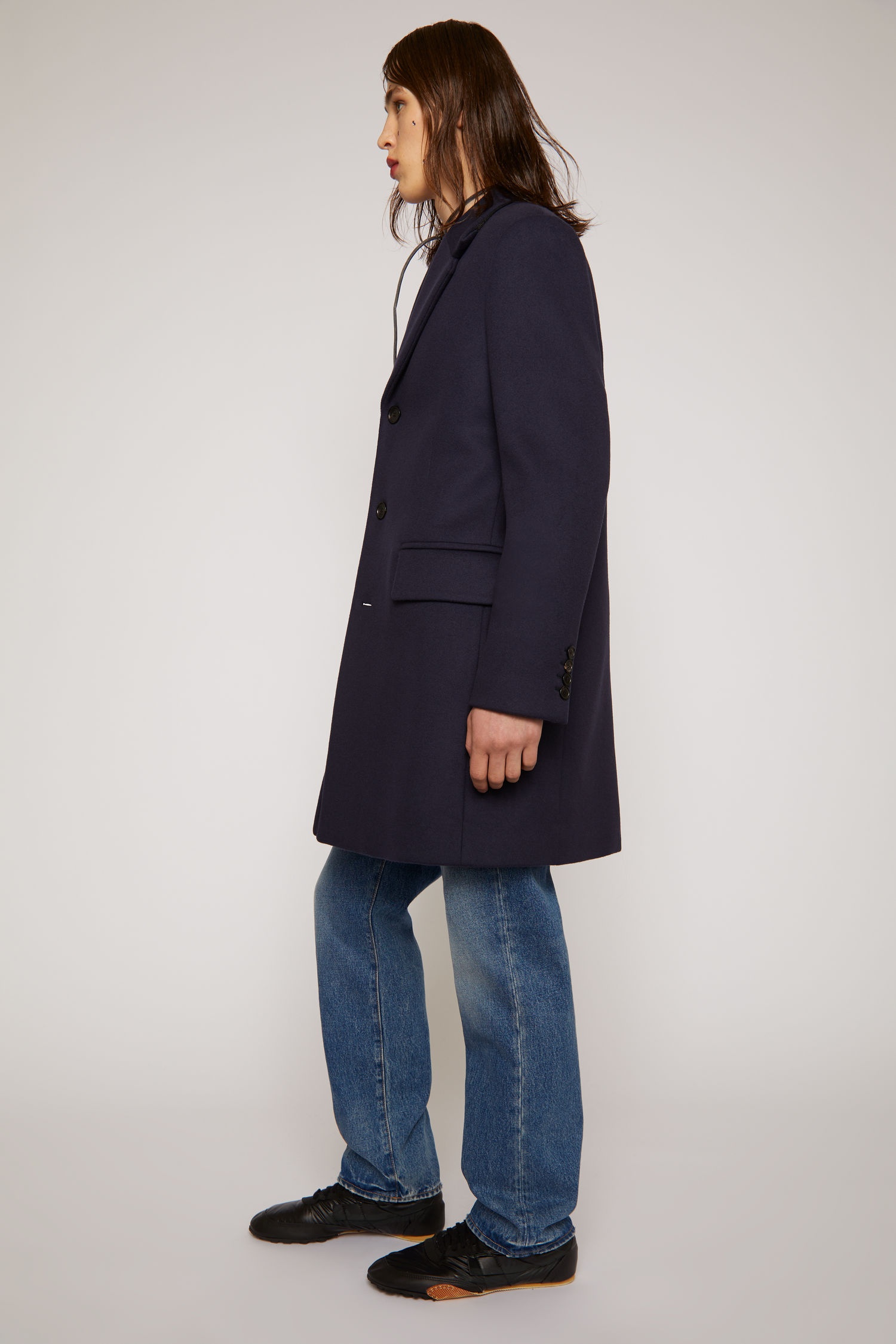 Wool-blend coat navy blue - 3