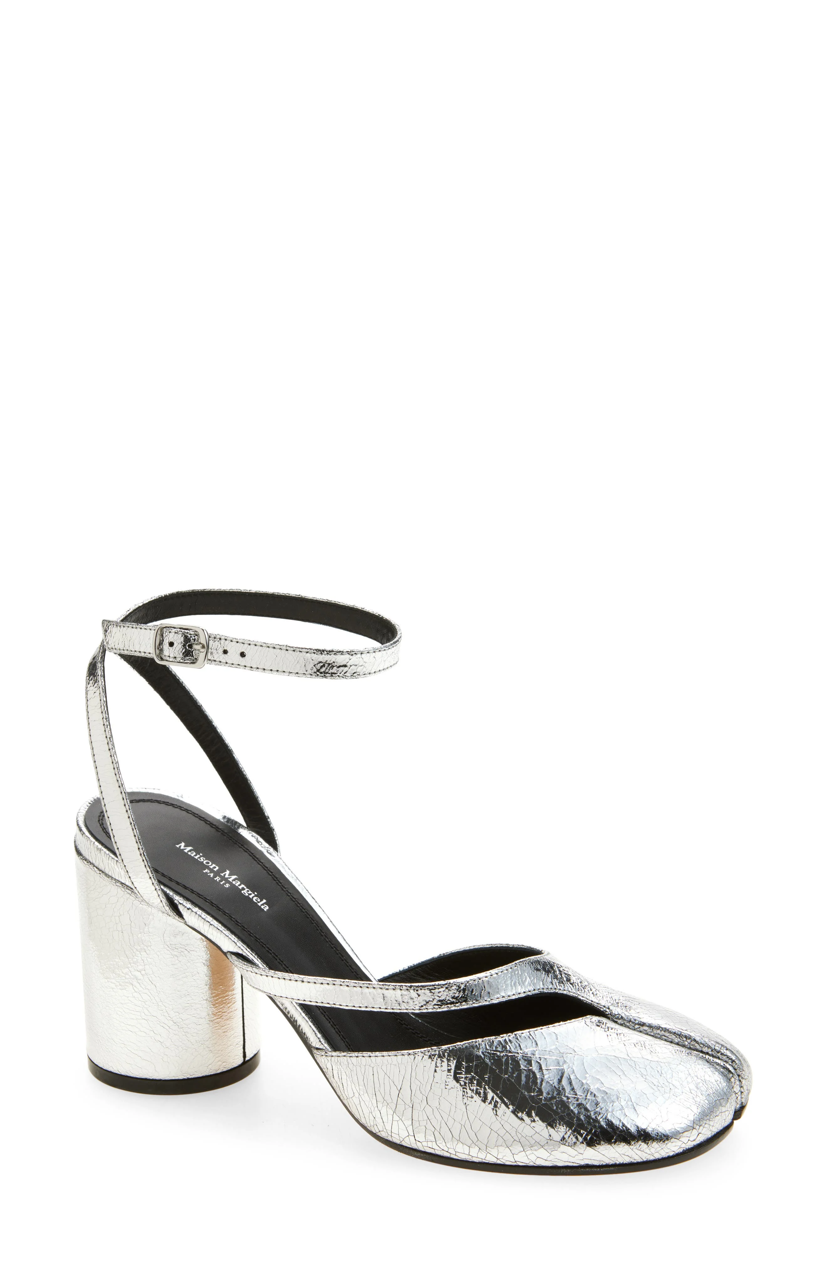 Maison Margiela Tabi Metallic Ankle Strap Pump in Metallic Silver at Nordstrom - 1