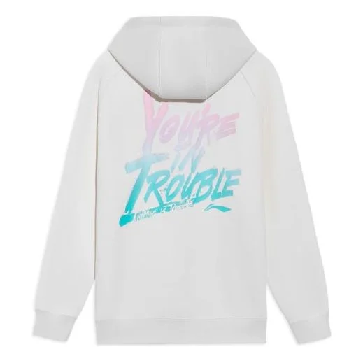 Li-Ning Sports Basketball Series Alphabet Printing Hoodie 'White Pink' AWDS103-2 - 1