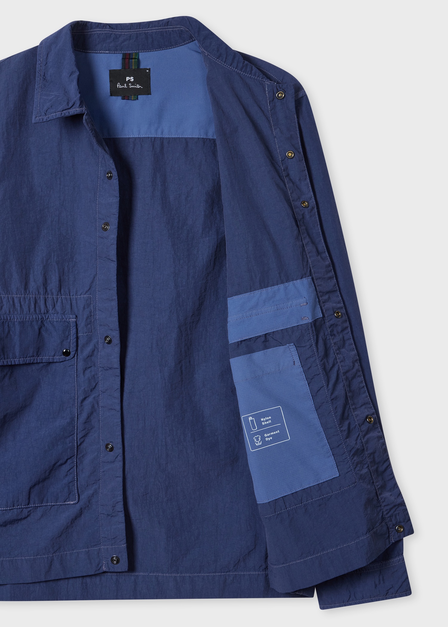 Navy Garment Dye Nylon Shirt Jacket - 4