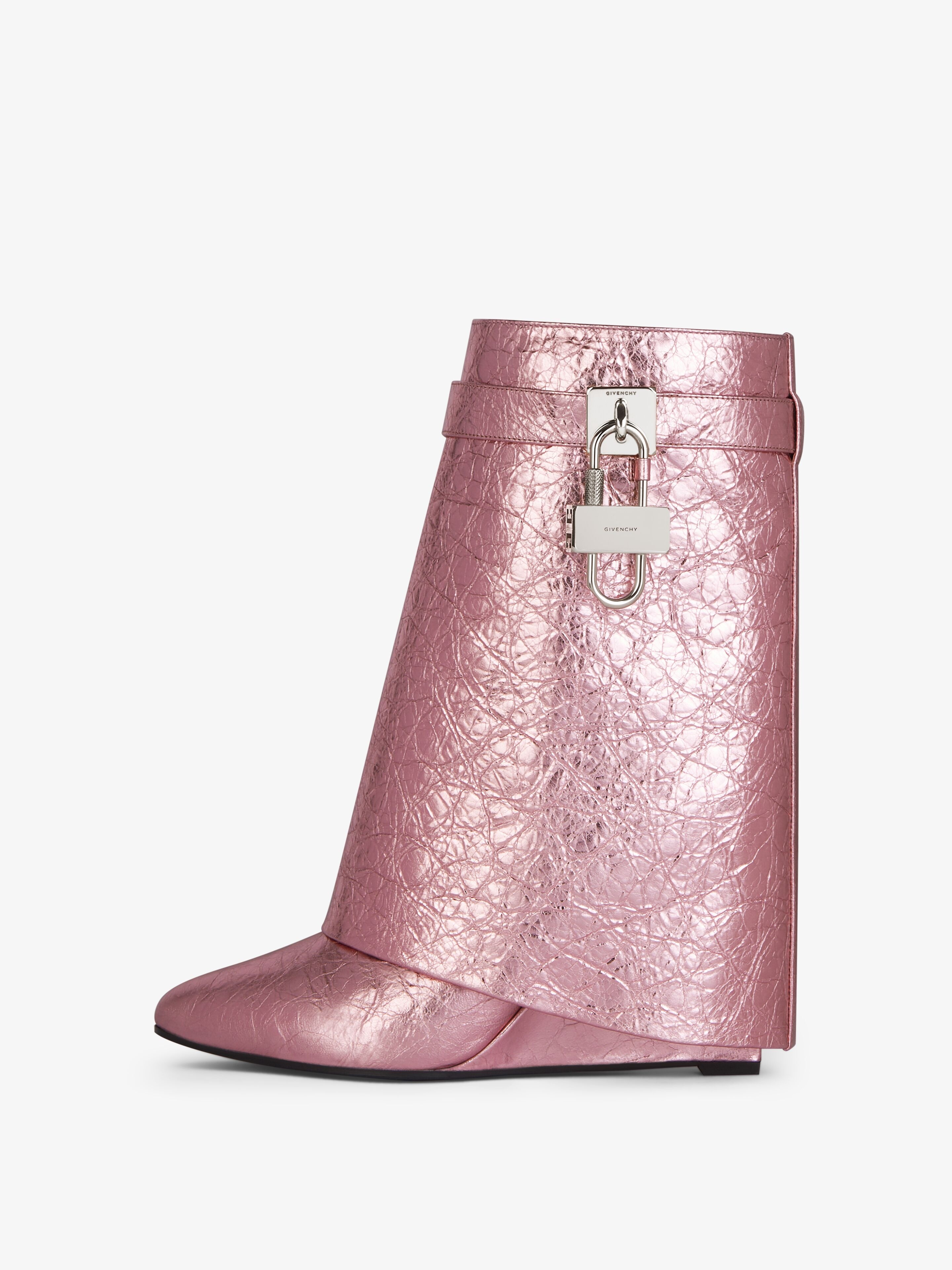 SHARK LOCK ANKLE BOOTS IN LAMINATED LEATHER - 4