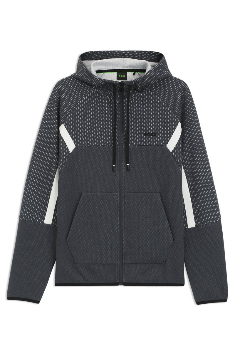 REGULAR-FIT ZIP-UP HOODIE IN QUILTED JACQUARD 1