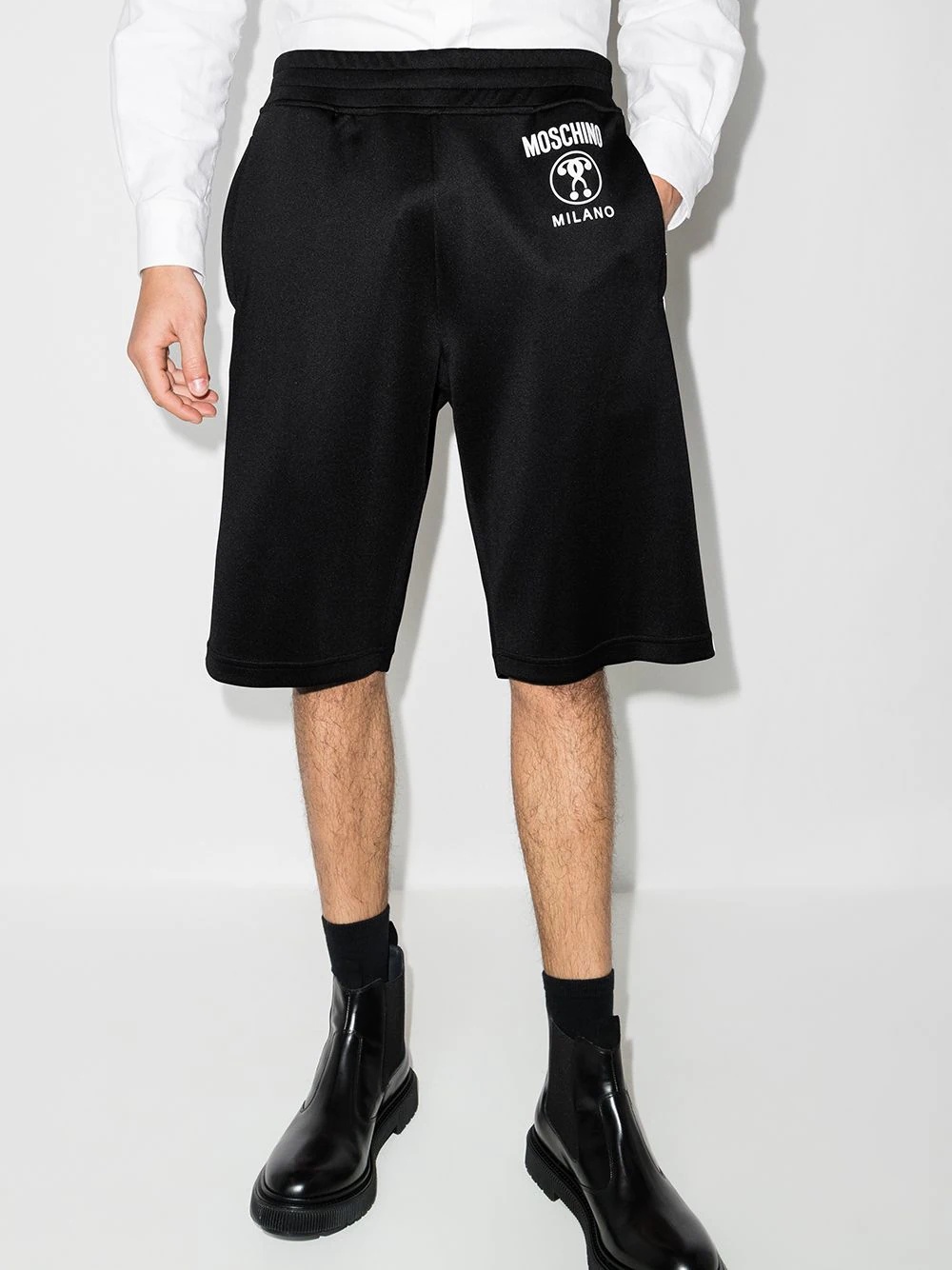 logo-tape cotton track shorts - 2