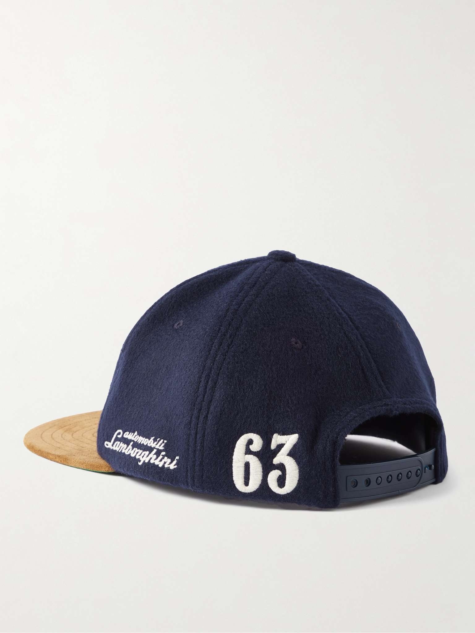 + Automobili Lamborghini Logo-Appliquéd Embroidered Suede-Trimmed Wool-Blend Trucker Cap - 2