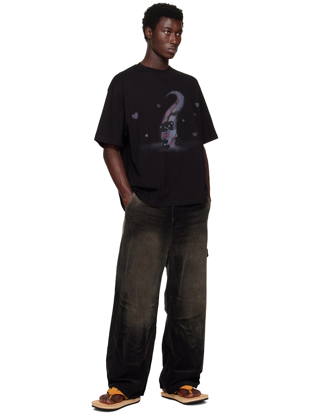 Black Teddy Bear Print T-shirt - 4