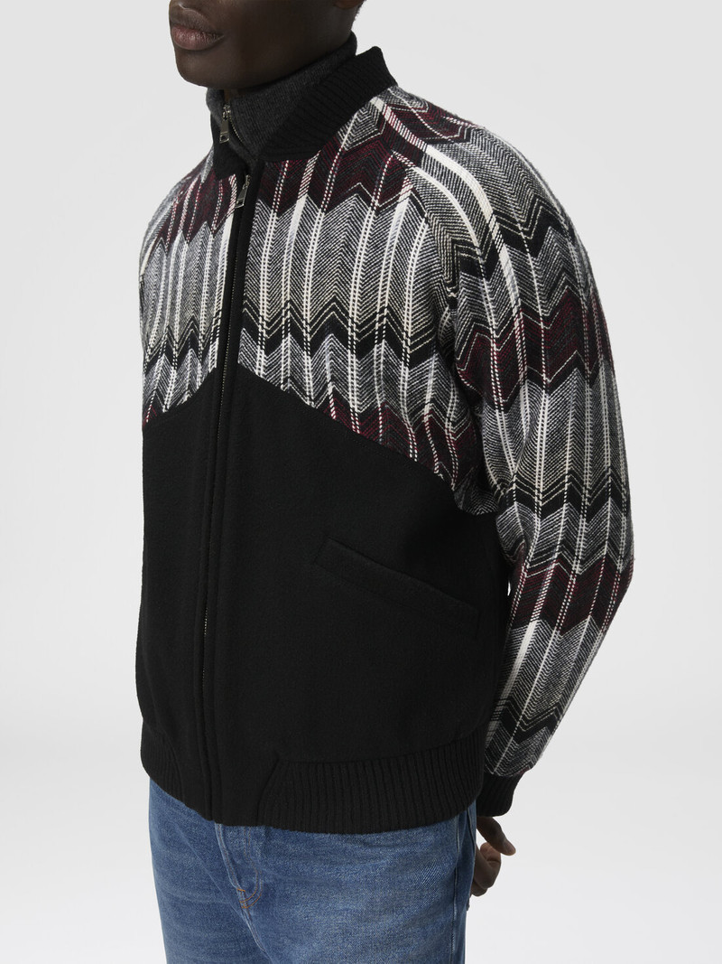 Bomber with Zigzag Insert in Wool Blend 5