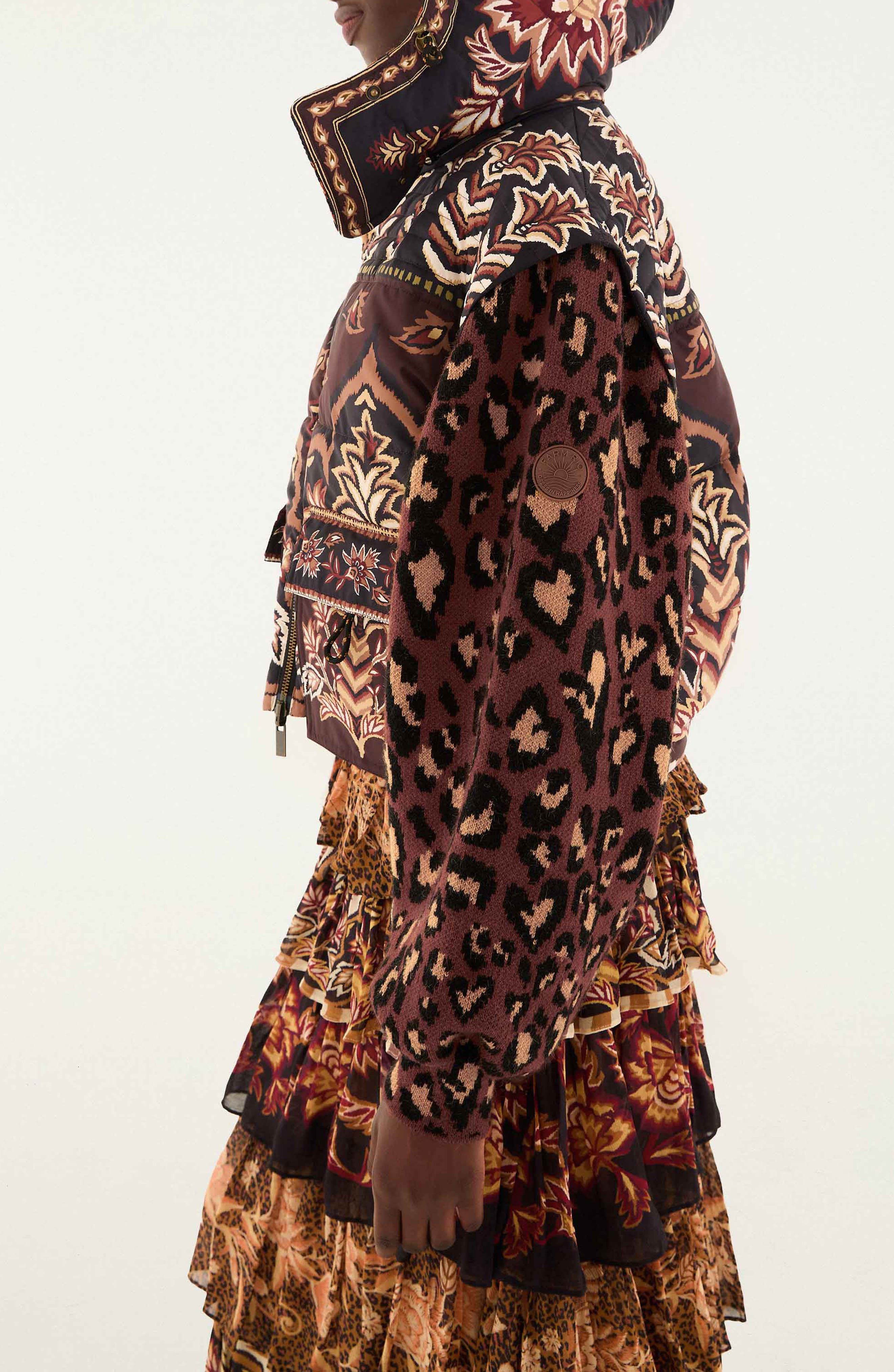 FARM Rio Ainika Hooded Puffer Jacket in Winter Ainika Brown at Nordstrom - 4