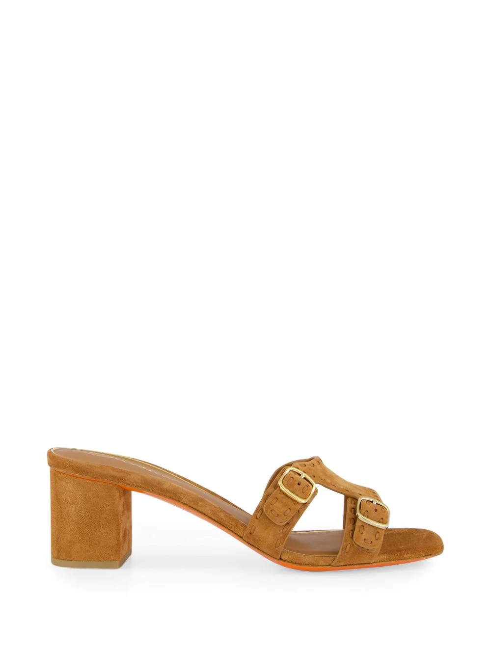 double-buckle suede high heel sandals - 1