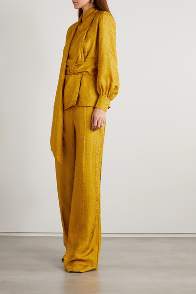 Erdem Hortencia pleated satin-jacquard wide-leg pants outlook