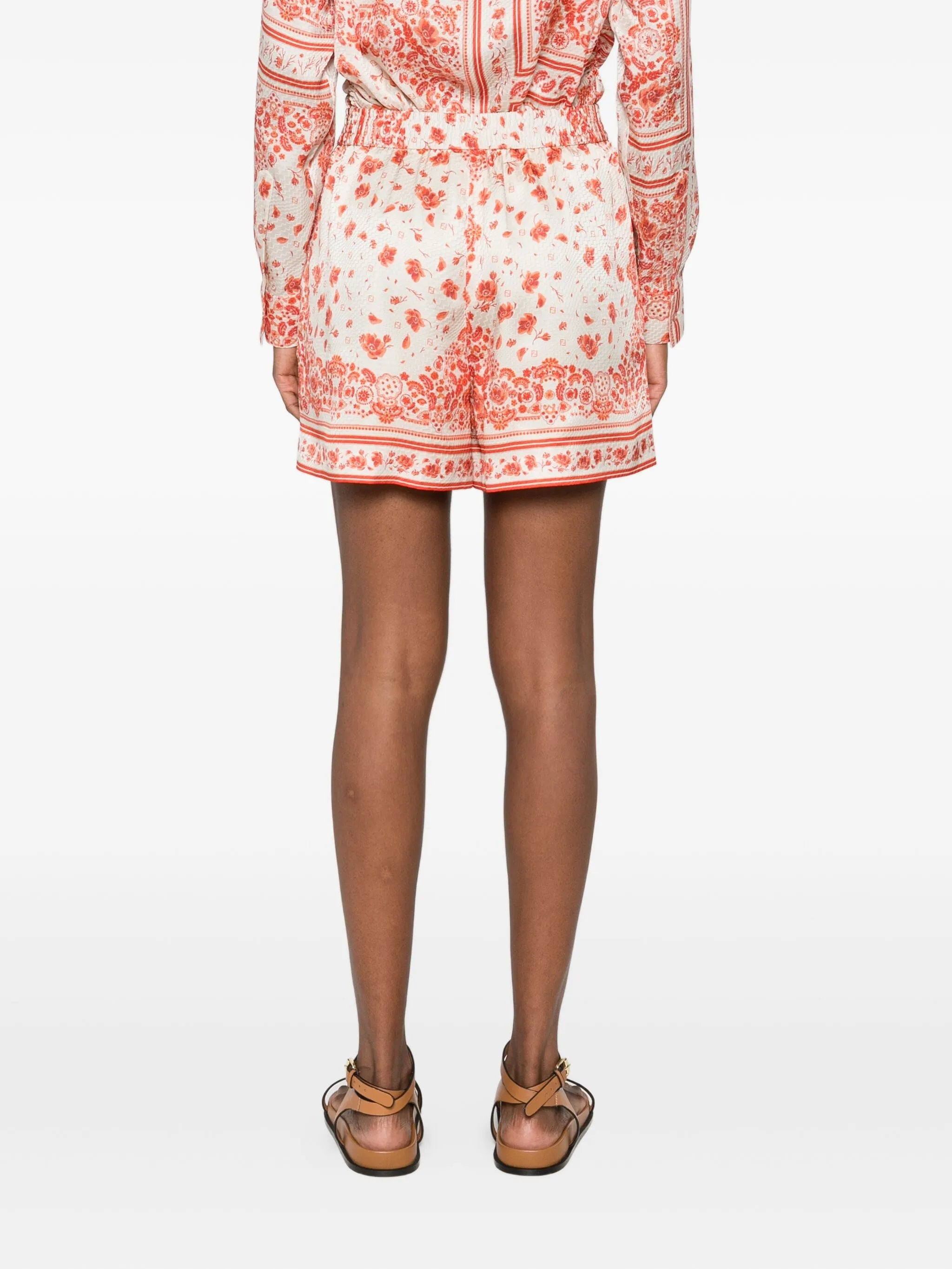 floral-print elasticated-waist shorts - 4