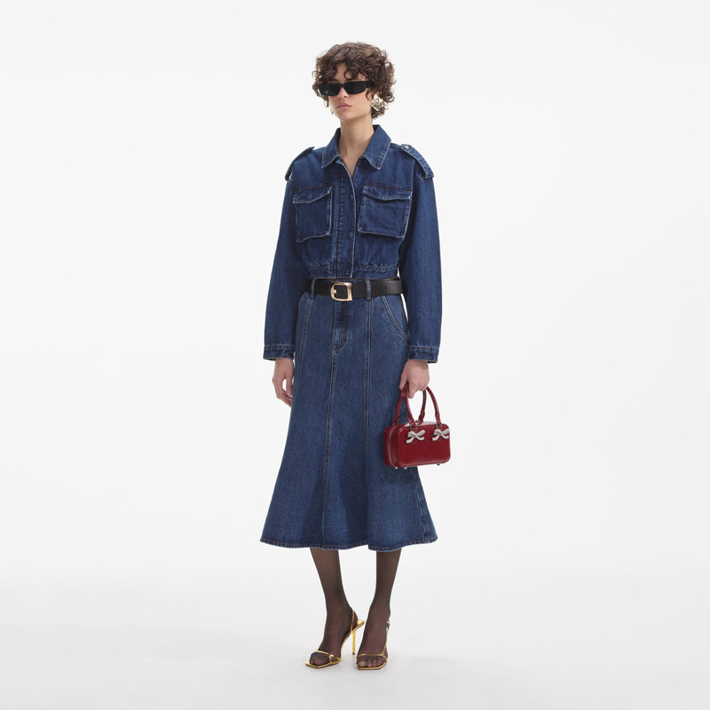 self-portrait Denim Utility Cropped Jacket outlook