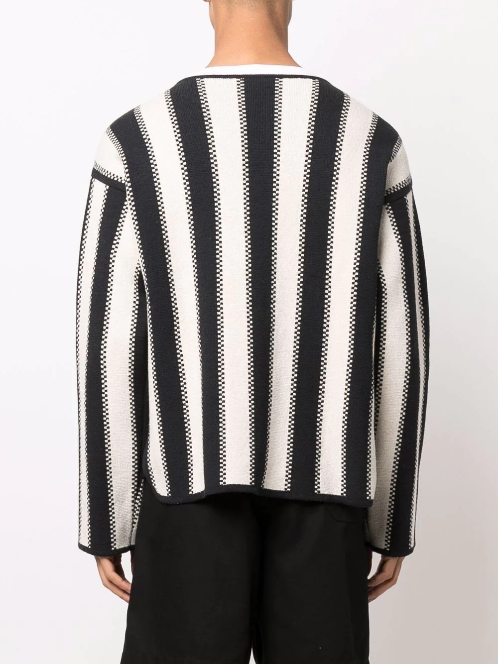 striped V-neck cardigan - 4