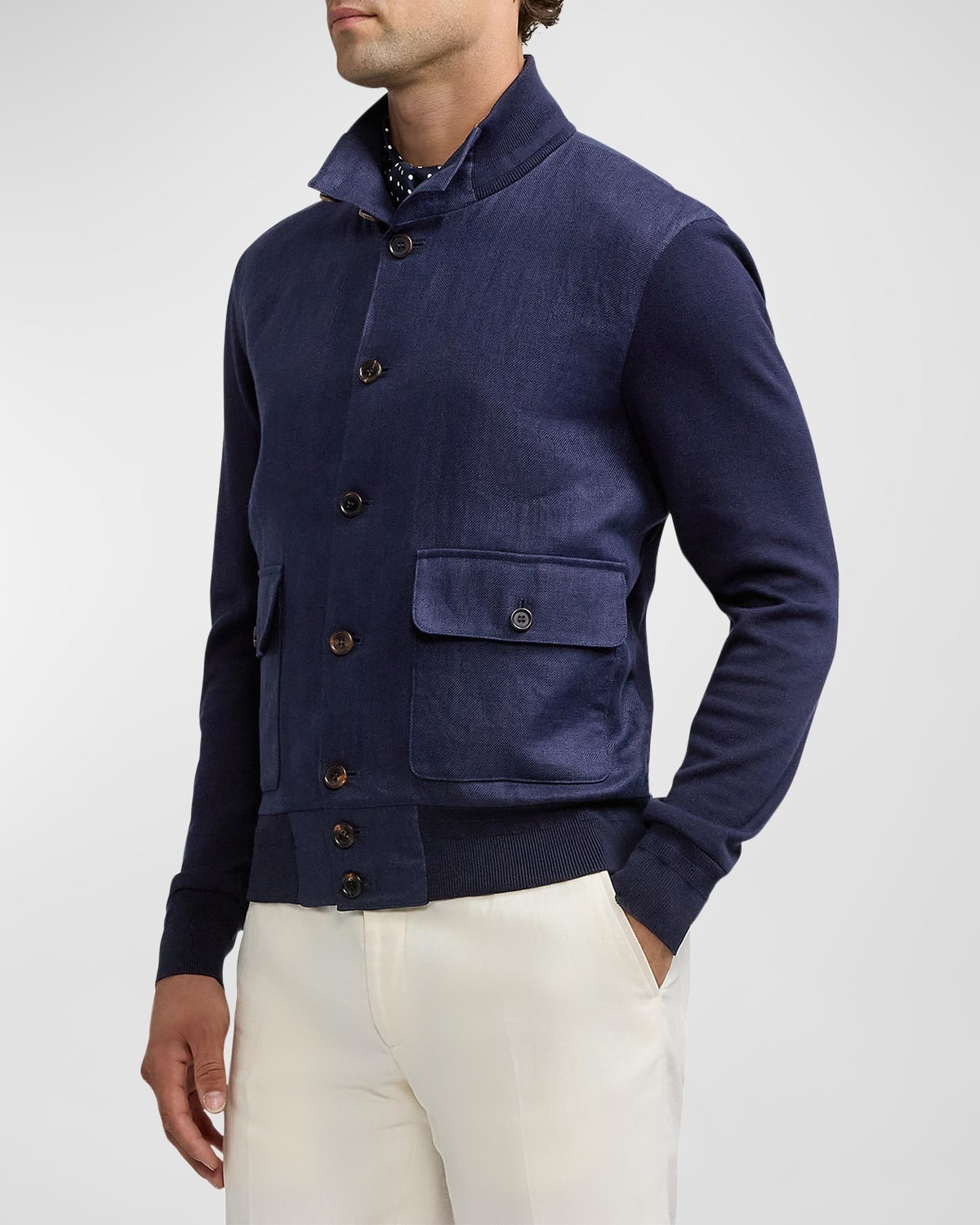 Men's Paneled Fine Knit Cardigan - 6