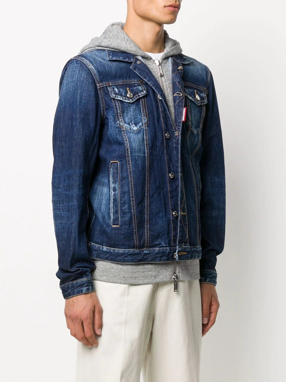 ICON jersey hood denim jacket - 3