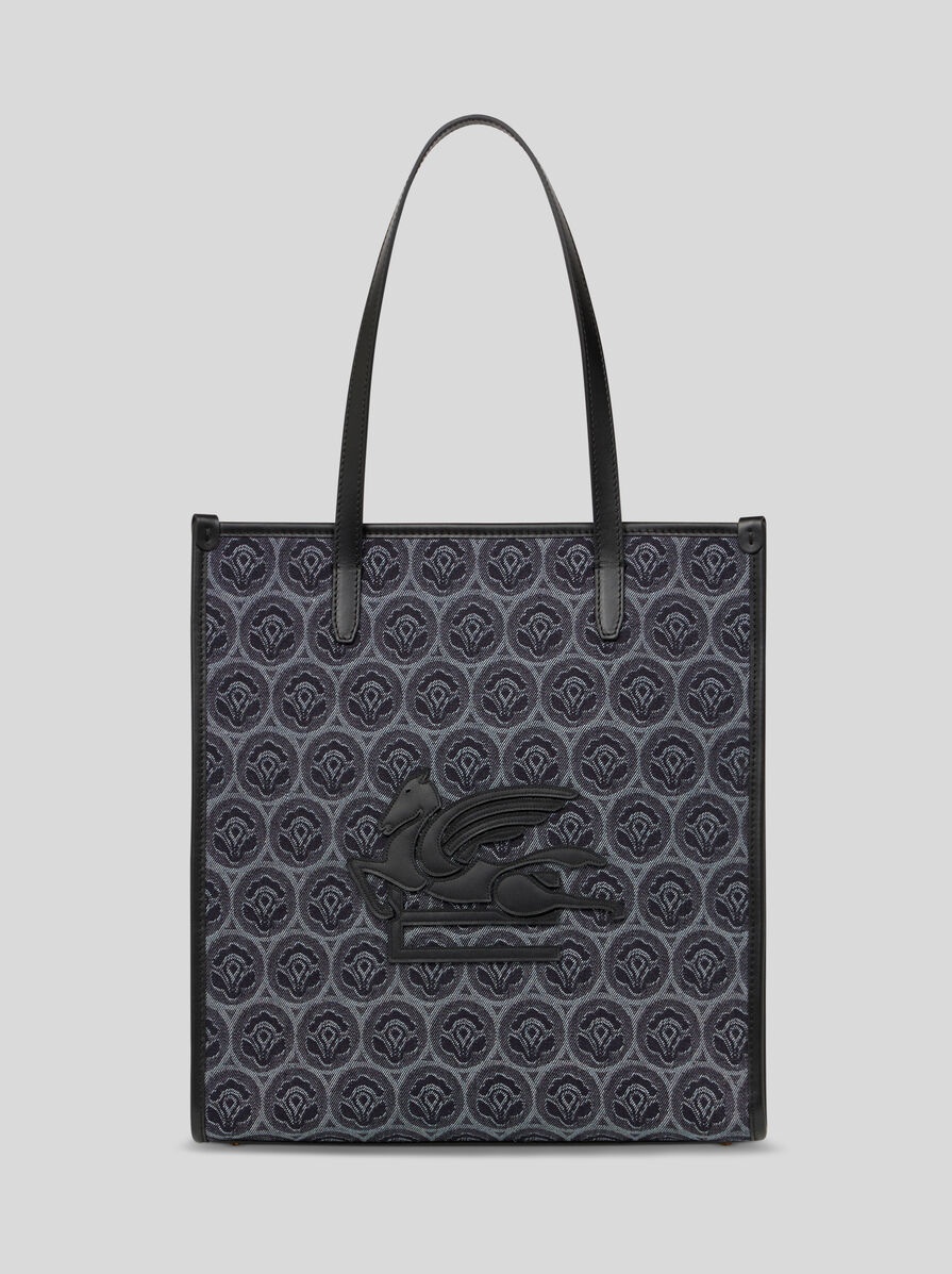 MEDIUM DENIM JACQUARD LOVE TROTTER BAG - 1