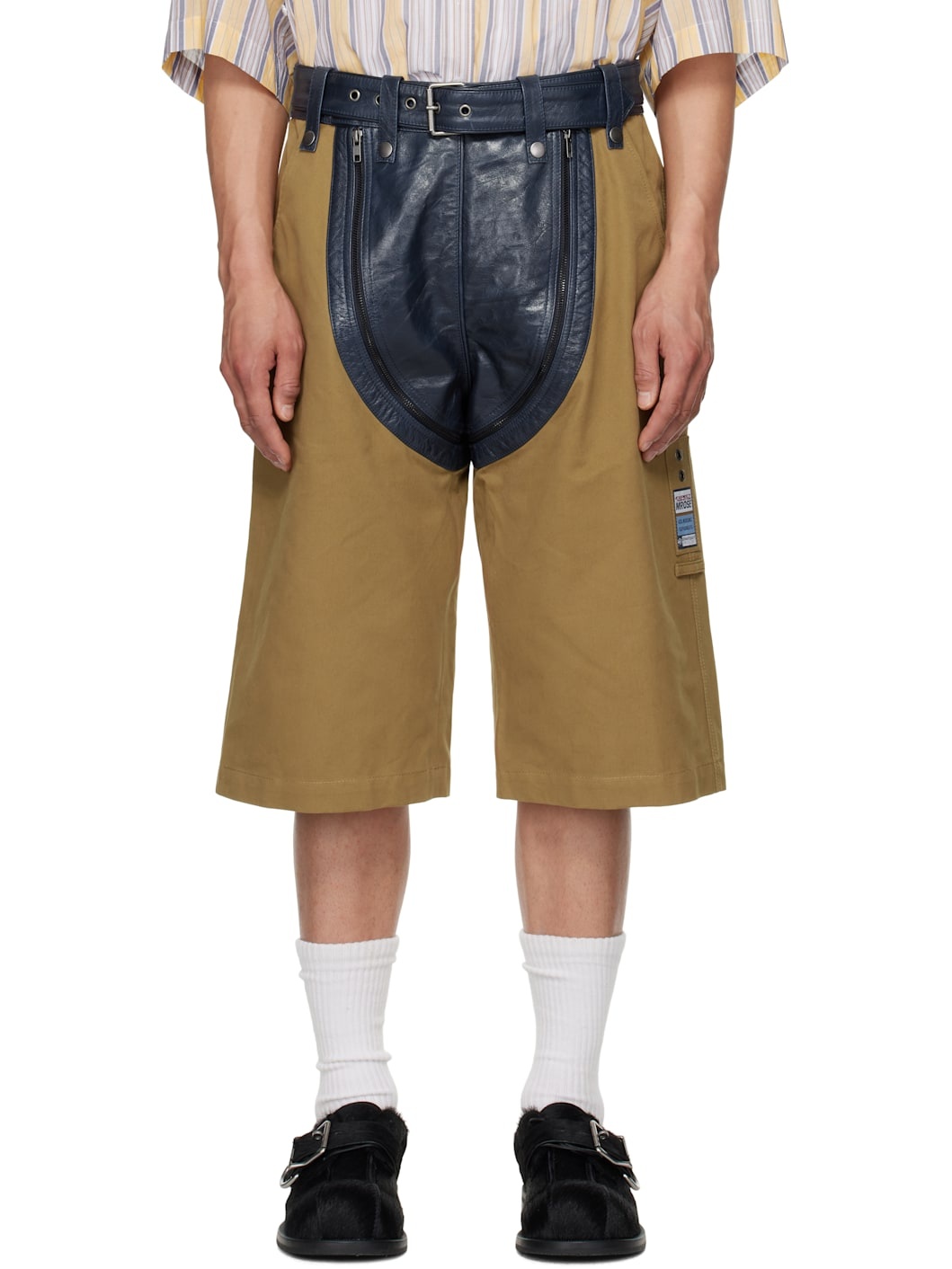 Navy & Khaki Zip Chap Utility Shorts - 1