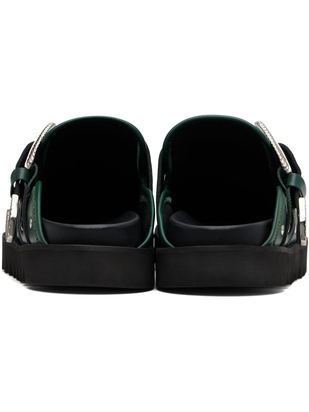 SSENSE Exclusive Green Eyelet Metal Sabot Loafers - 2
