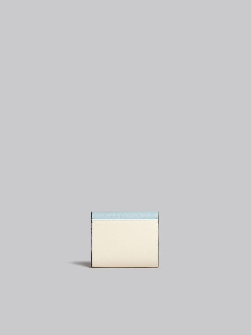 LIGHT BLUE BEIGE AND WHITE SAFFIANO LEATHER WALLET 3