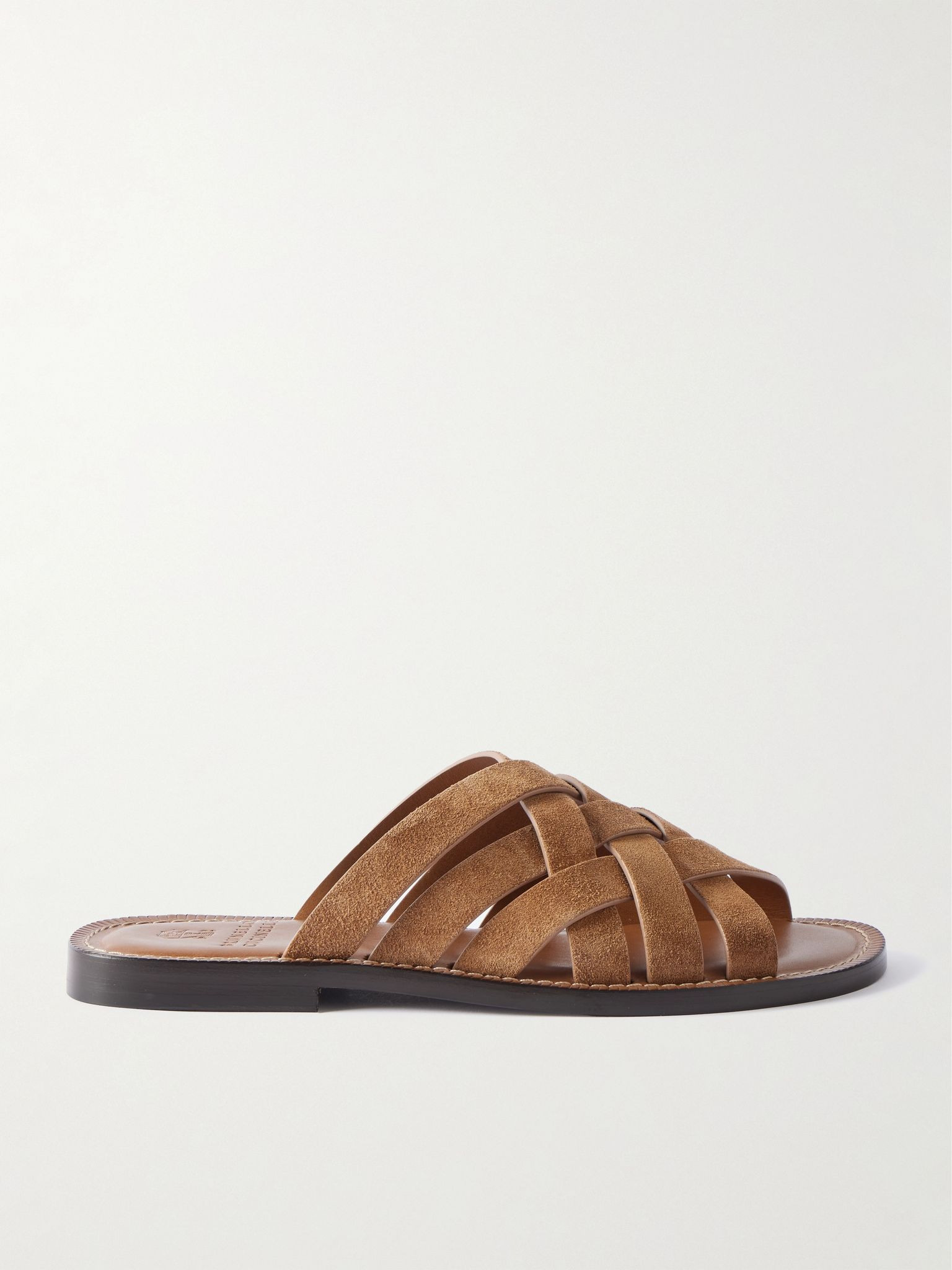 Woven Suede Sandals Camel - 1