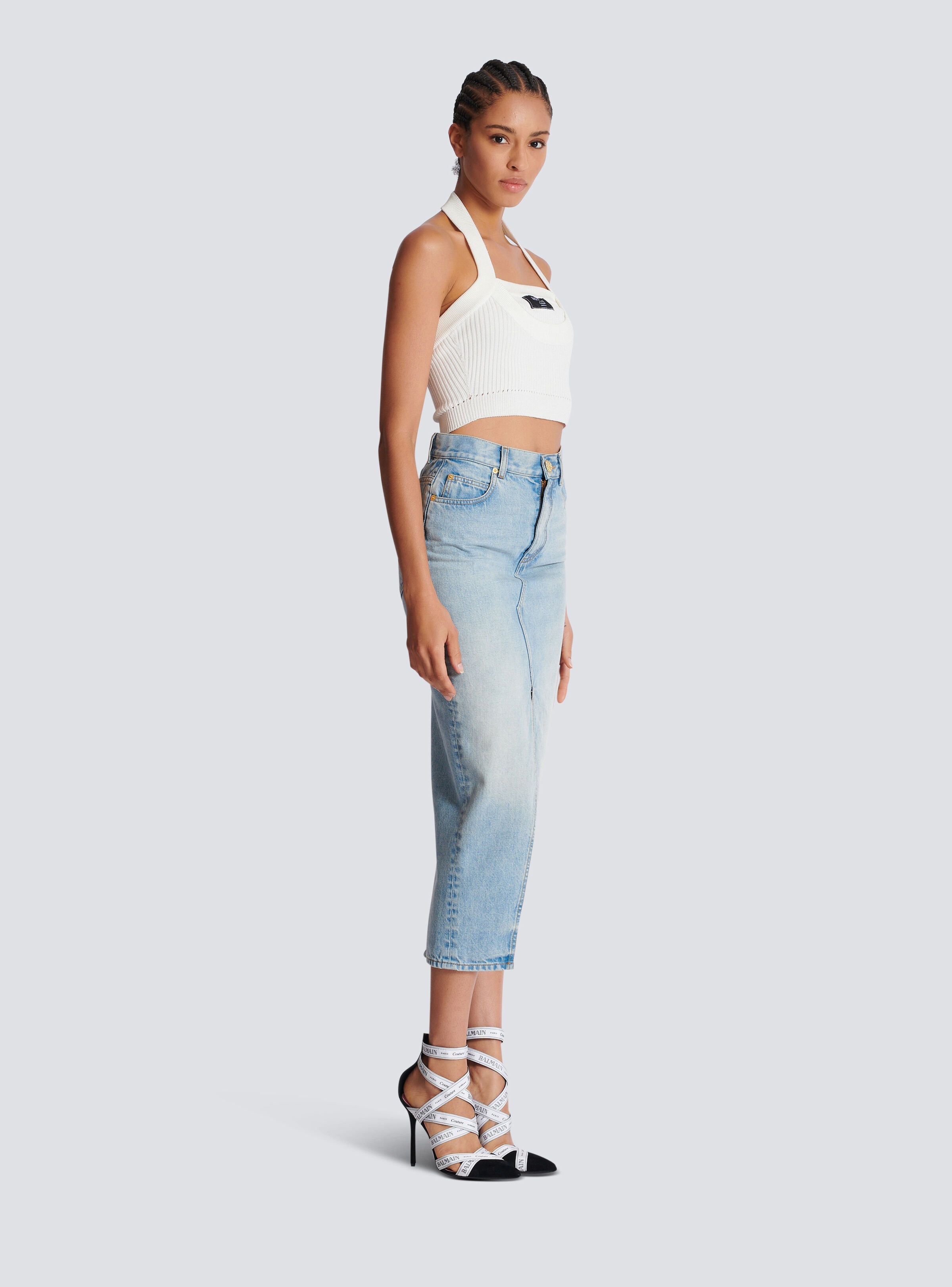 Ribbed knit halterneck top - 3