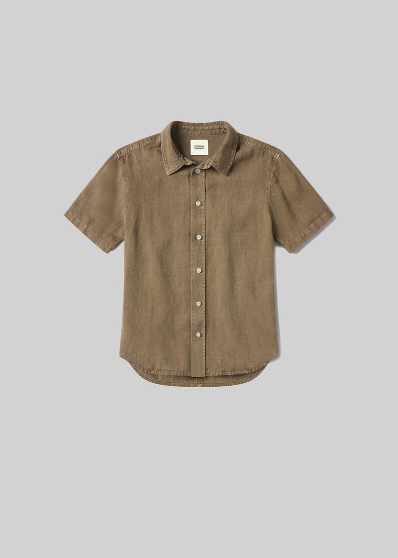 Cairo Short Sleeve Linen Shirt In Reservoir 1