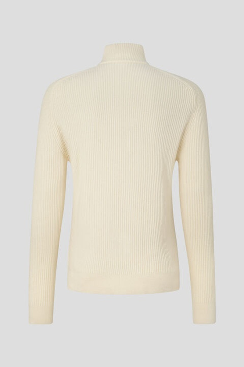 BOGNER Darvin Half-zip knitted pullover in Off-white outlook