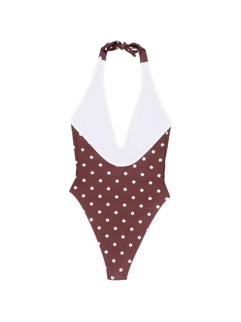 ROWEN ROSE V-neck polka dot swimsuit outlook