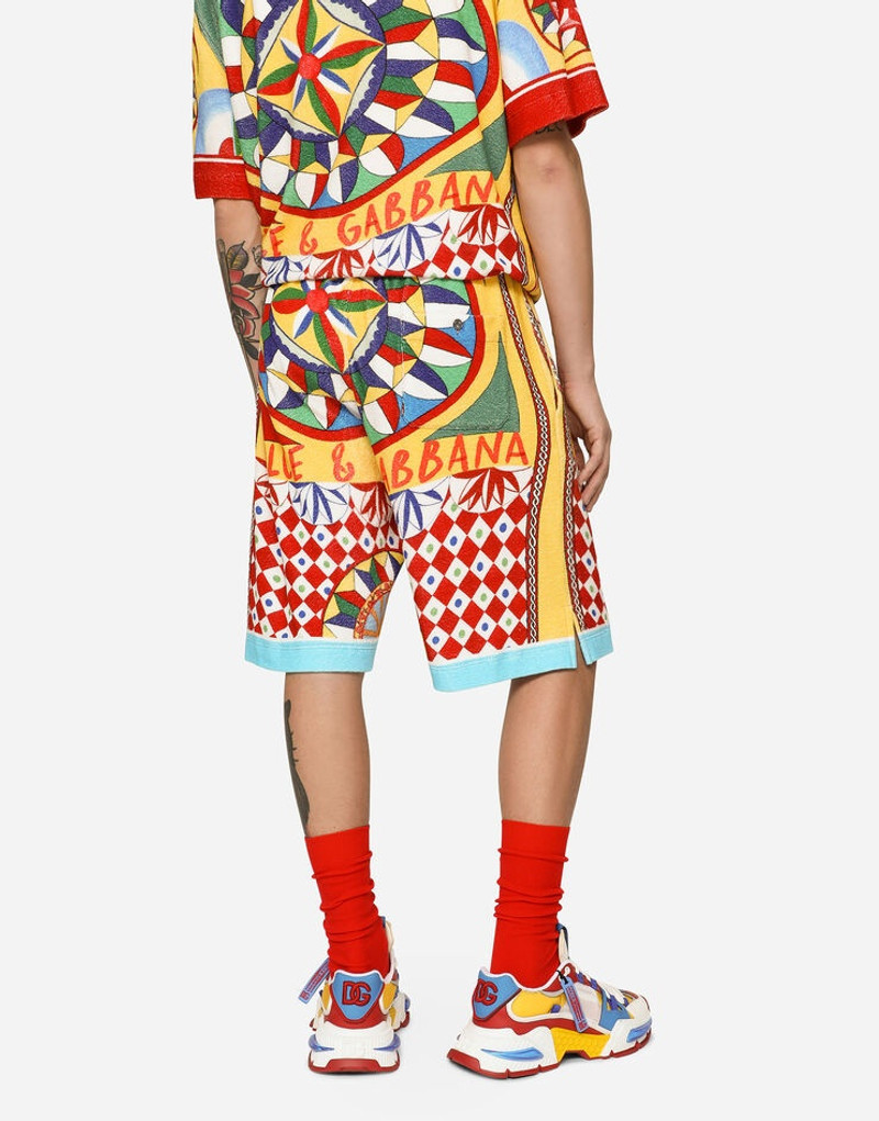 Terry jersey jogging shorts with carretto print 4