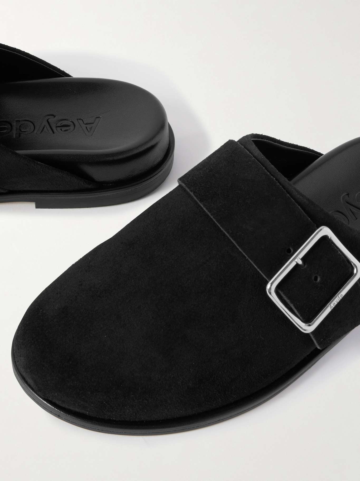 Finja buckled suede mules Black - 4