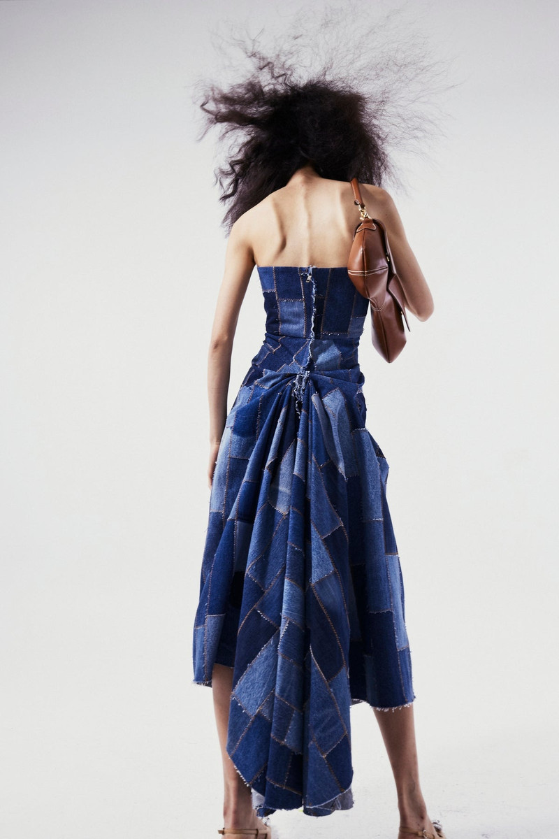 UPCYCLED DENIM DRESS WITH BACK GATHERING BLUE DENIM 9